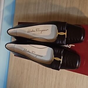 Salvatore Ferragamo Espresso Brown Ribbon Flats